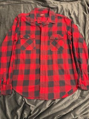 Red and Black Plaid Men's Button-Up Shirt